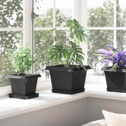 Pot de Fleurs Carré 6 pcs Noir 23 x 23 x 17,5 cm Plastique 513951513951