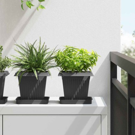 Pot de Fleurs Carré 6 pcs Noir 16 x 16 x 14 cm Plastique 513952513952