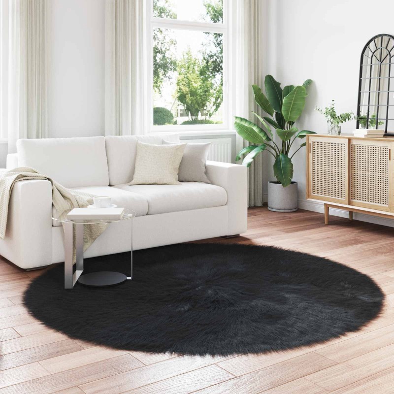 Tapis en fausse TAFALLA Noir Ø 160 cm Polyester 514029514029