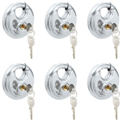 Serrures Discus avec Clés 6 pcs Argenté 8 x 2.8 x 8 cm 514045514045
