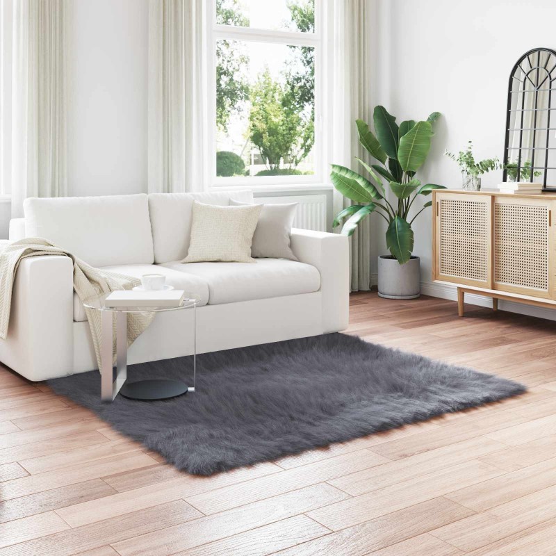 Tapis en fausse TAFALLA Anthracite 160 x 160 cm Polyester 514072514072
