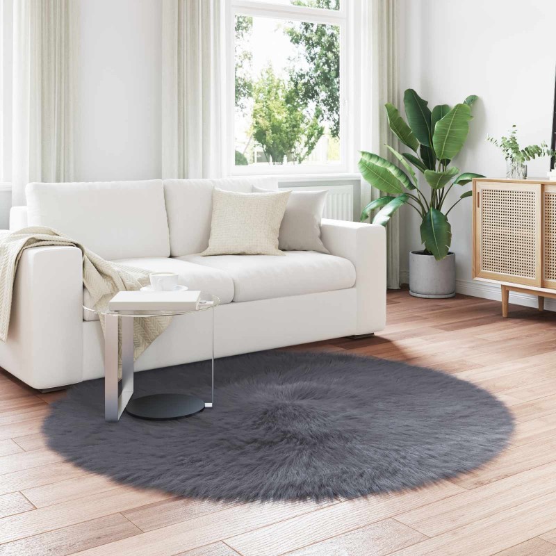 Tapis en fausse TAFALLA Anthracite Ø 160 cm Polyester 514074514074