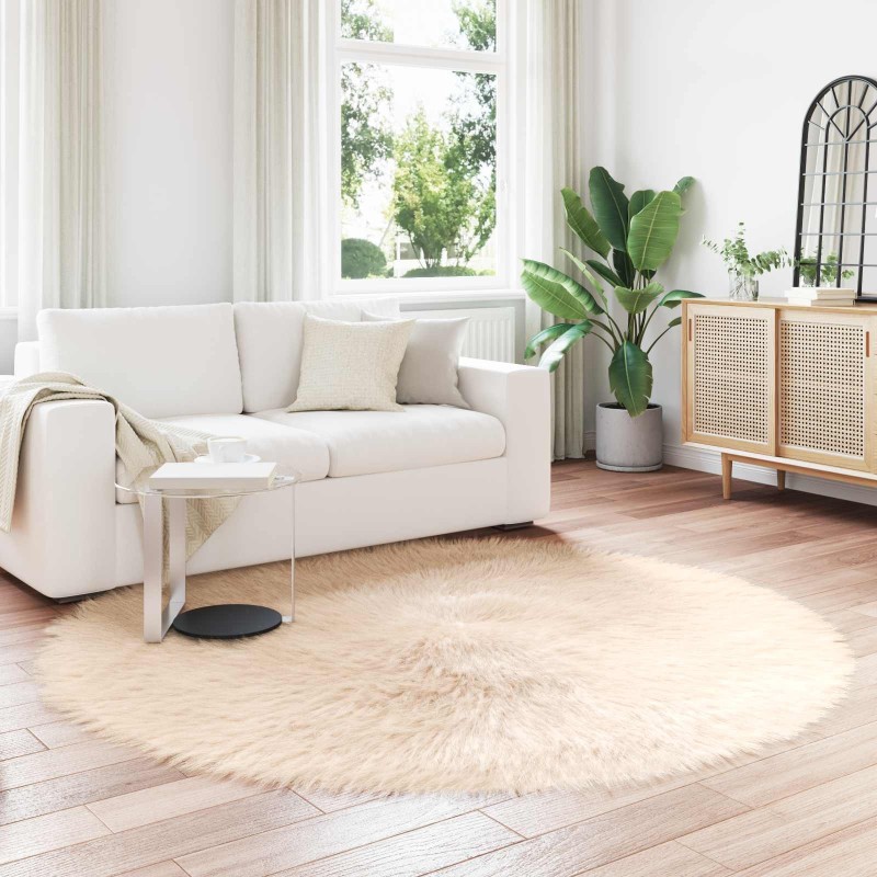 Tapis en fausse TAFALLA Beige Ø 160 cm Polyester 514114514114