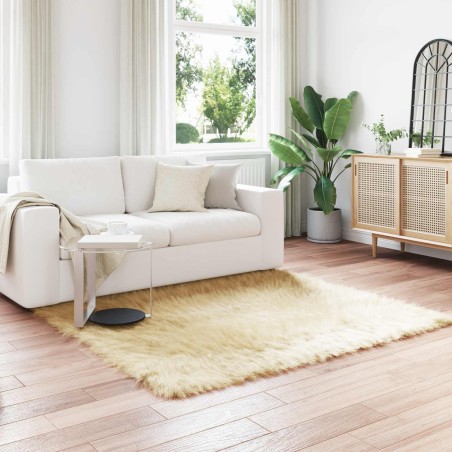 Tapis en fausse TAFALLA Crème 160 x 160 cm Polyester 514116514116