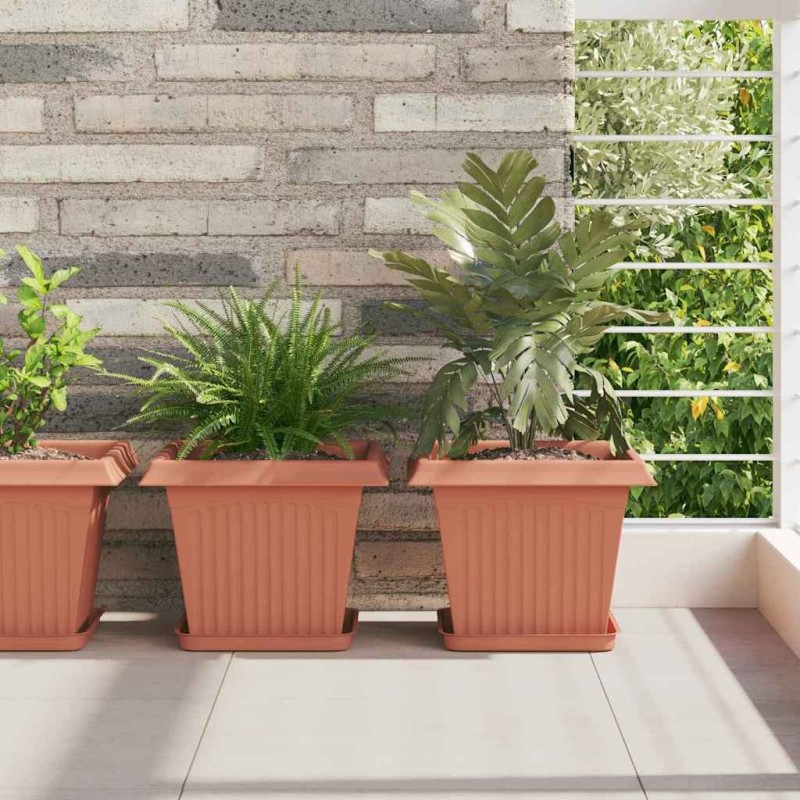 Pot de Fleurs Carré 6 pcs Rouge brique 28,5 x 28,5 x 22 cm 514204514204