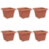 Pot de Fleurs Carré 6 pcs Rouge brique 28,5 x 28,5 x 22 cm 514204514204