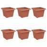 Pot de Fleurs Carré 6 pcs Rouge brique 23 x 23 x 17,5 cm 514205514205