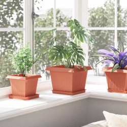 Pot de Fleurs Carré 6 pcs Rouge brique 23 x 23 x 17,5 cm 514205514205