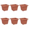 Pot de Fleurs Carré 6 pcs Rouge brique 20 x 20 x 16 cm 514206514206