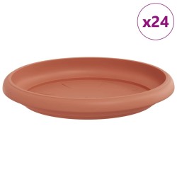 Plateau à fleurs rond 24 pcs Rouge brique Ø 14 x 2 cm Plastique 514210514210