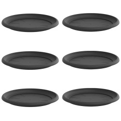 Plateau à fleurs rond 6 pcs Noir Ø 14 x 2 cm Plastique 514211514211