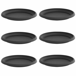 Plateau à fleurs rond 6 pcs Noir Ø 14 x 2 cm Plastique 514212514212