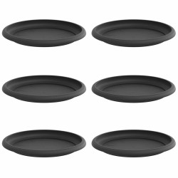 Plateau à fleurs rond 6 pcs Noir Ø 19 x 2 cm Plastique 514213514213