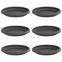 Plateau à fleurs rond 6 pcs Noir Ø 15,5 x 2 cm Plastique 514215514215