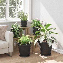 Pot à fleurs rond 24 pcs Noir Ø 34 x 28 cm Plastique 514218514218