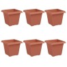 Pot de Fleurs Carré 6 pcs Rouge brique 16 x 16 x 14 cm 514220514220