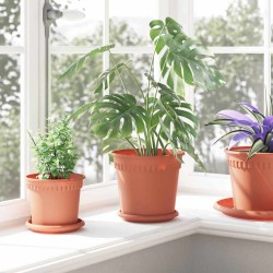 Pot à fleurs rond 6 pcs Rouge brique Ø 19 x 16 cm Plastique 514223514223