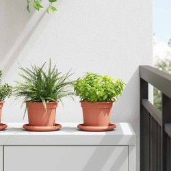 Pot à fleurs rond 24 pcs Rouge brique Ø 12,5 x 10 cm Plastique 514228514228