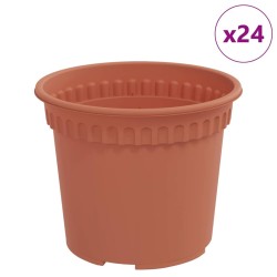 Pot à fleurs rond 24 pcs Rouge brique Ø 12,5 x 10 cm Plastique 514228514228