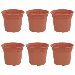 Pot à fleurs rond 6 pcs Rouge brique Ø 12,5 x 10 cm Plastique 514231514231