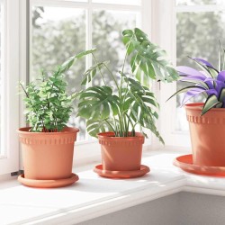Pot à fleurs rond 6 pcs Rouge brique Ø 12,5 x 10 cm Plastique 514231514231