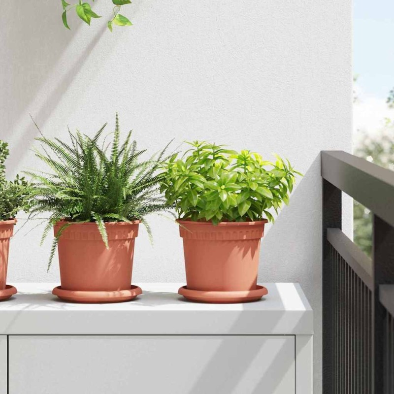 Pot à fleurs rond 6 pcs Rouge brique Ø 15 x 12 cm Plastique 514232514232