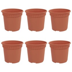 Pot à fleurs rond 6 pcs Rouge brique Ø 15 x 12 cm Plastique 514232514232