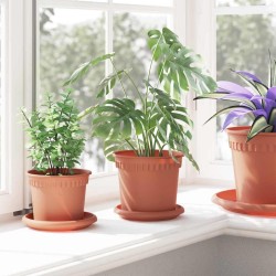 Pot à fleurs rond 6 pcs Rouge brique Ø 15 x 12 cm Plastique 514232514232