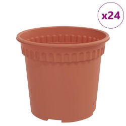 Pot à fleurs rond 24 pcs Rouge brique Ø 15 x 12 cm Plastique 514234514234