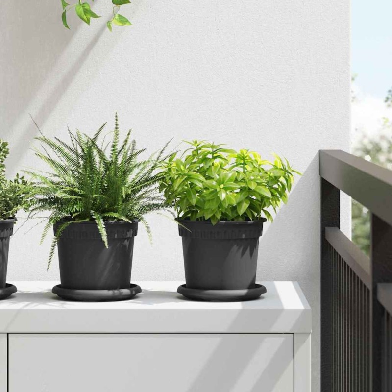 Plateau à fleurs rond 24 pcs Noir Ø 14 x 2 cm Plastique 514240514240