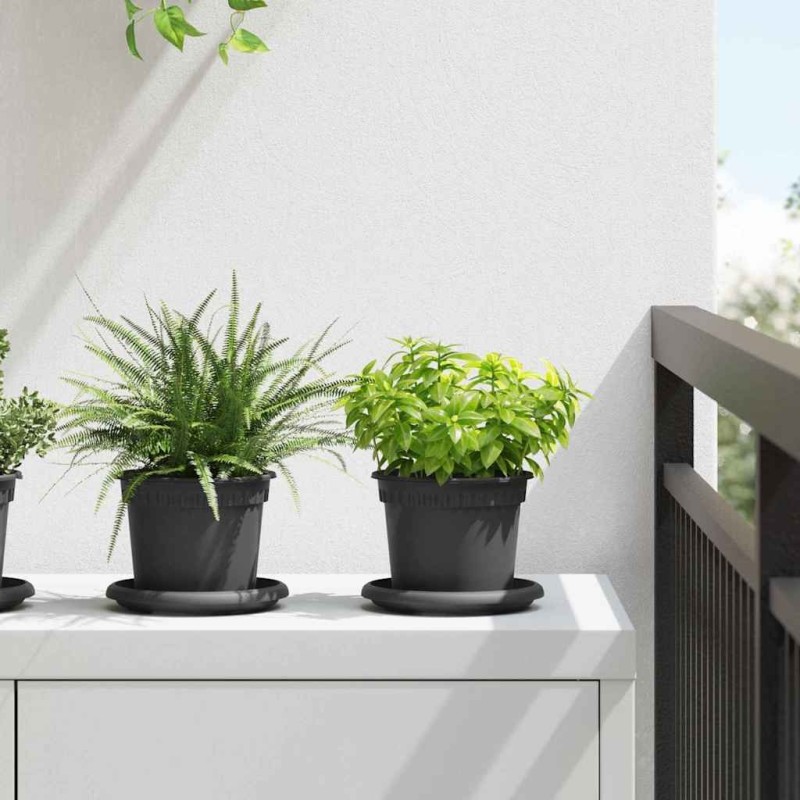 Pot à fleurs rond 24 pcs Noir Ø 12,5 x 10 cm Plastique 514246514246