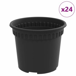 Pot à fleurs rond 24 pcs Noir Ø 12,5 x 10 cm Plastique 514246514246