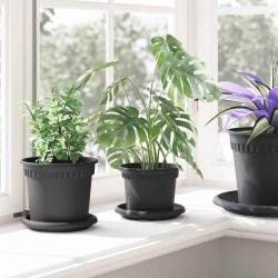 Pot à fleurs rond 24 pcs Noir Ø 12,5 x 10 cm Plastique 514246514246