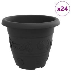 Pot à fleurs rond 24 pcs Noir Ø 26 x 21,5 cm Plastique 514247514247
