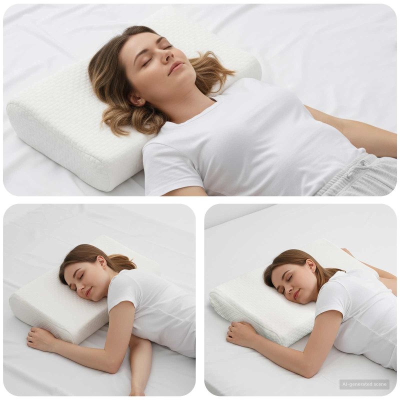 Coussin de sommeil Uni Blanc 57 x 37 x 11,5 cm 514250514250
