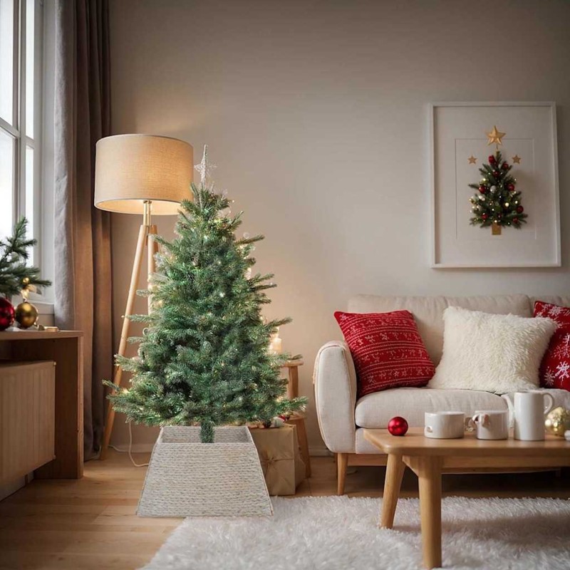 Collier de sapin de Noël Blanc 70 x 70 x 28 cm Jacinthe d'eau 514253514253