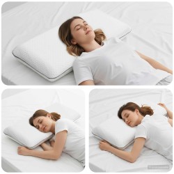Coussin de sommeil Uni Blanc 80 x 35 x 10 cm Mousse de Gel 514265514265