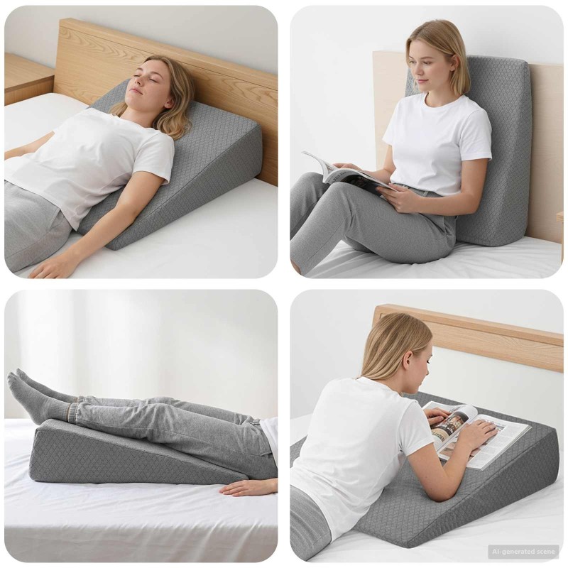 Coussin en coin Gris 69 x 64 x 19 cm Mousse à mémoire de forme 514297514297