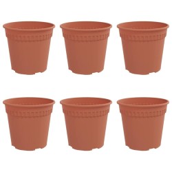 Pot à fleurs rond 6 pcs Rouge brique Ø 17 x 14 cm Plastique 514300514300