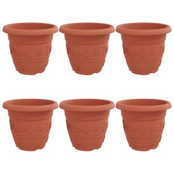 Pot à fleurs rond 6 pcs Rouge brique Ø 34 x 28 cm Plastique 514357514357