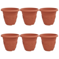 Pot à fleurs rond 6 pcs Rouge brique Ø 39 x 32 cm Plastique 514358514358