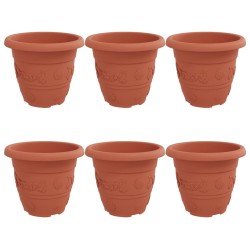 Pot à fleurs rond 6 pcs Rouge brique Ø 26 x 21,5 cm Plastique 514361514361