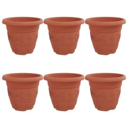 Pot à fleurs rond 6 pcs Rouge brique Ø 22 x 18 cm Plastique 514367514367