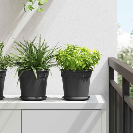 Pot à fleurs rond 24 pcs Noir Ø 19 x 16 cm Plastique 514369514369