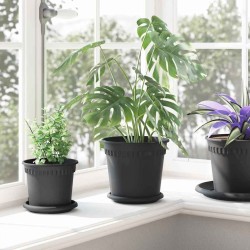 Pot à fleurs rond 24 pcs Noir Ø 19 x 16 cm Plastique 514369514369