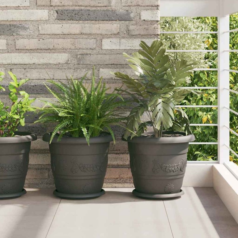 Pot à fleurs rond 6 pcs Noir Ø 30 x 25 cm Plastique 514370514370