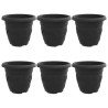 Pot à fleurs rond 6 pcs Noir Ø 30 x 25 cm Plastique 514370514370