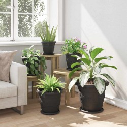 Pot à fleurs rond 6 pcs Noir Ø 30 x 25 cm Plastique 514370514370