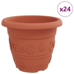 Pot à fleurs rond 24 pcs Rouge brique Ø 34 x 28 cm Plastique 514371514371