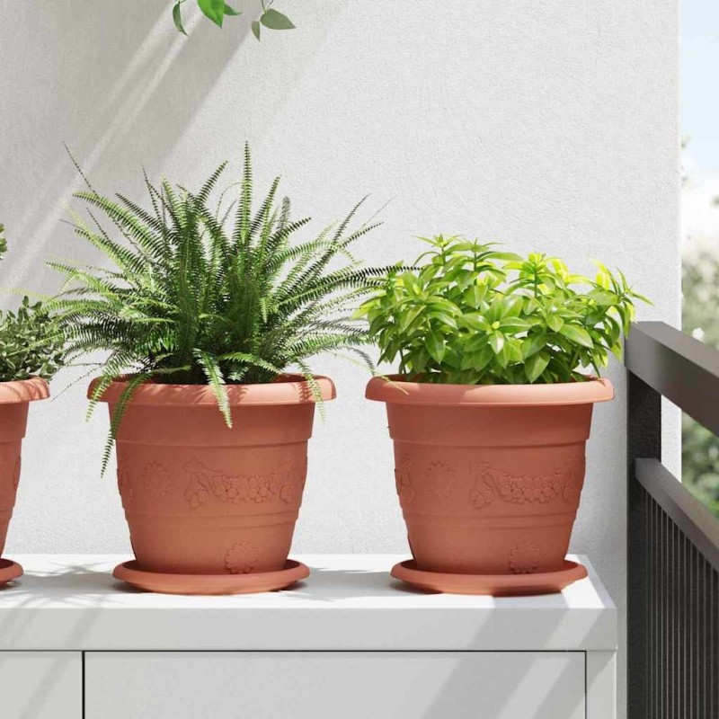 Pot à fleurs rond 24 pcs Rouge brique Ø 22 x 18 cm Plastique 514374514374